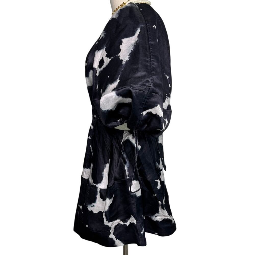 AJE Oxidised Puff-sleeved Cutout Linen-blend Mini Dress navy blue size US 2 AU 6 - Picture 8 of 16